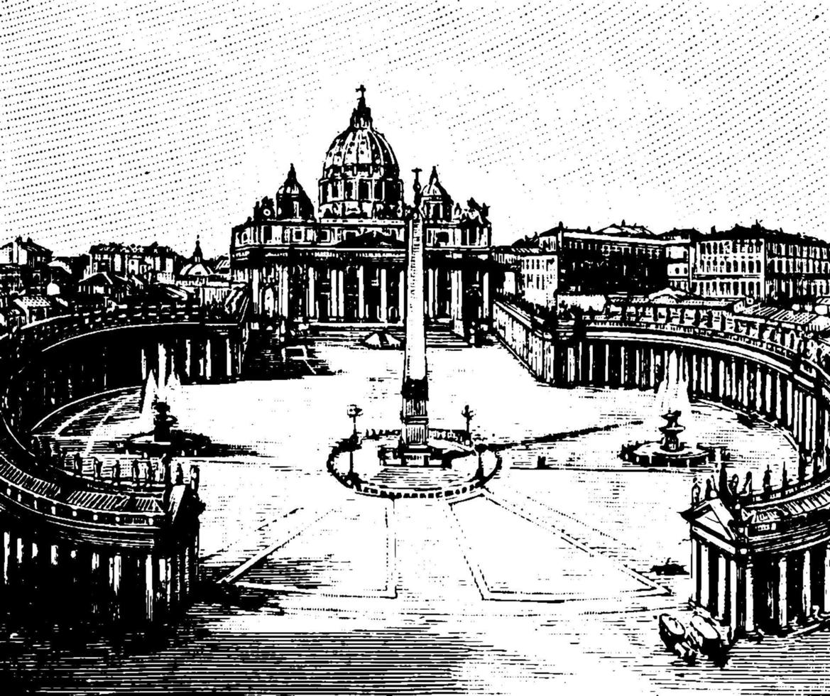 Roma, st. di Pietro è considerato è proprio città, Vintage ▾ incisione. vettore