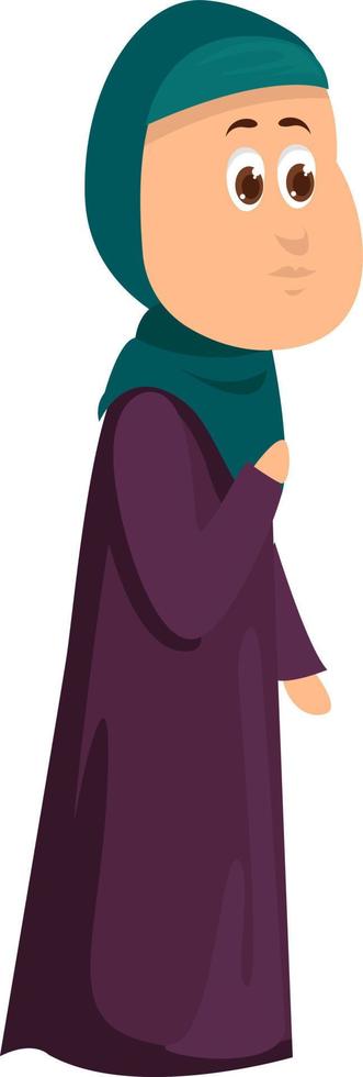 musulmano donna, illustrazione, vettore su bianca sfondo