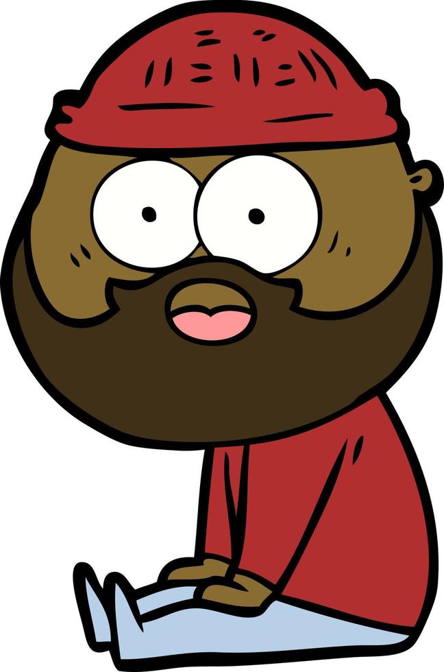 cartone animato uomo con barba fissando vettore