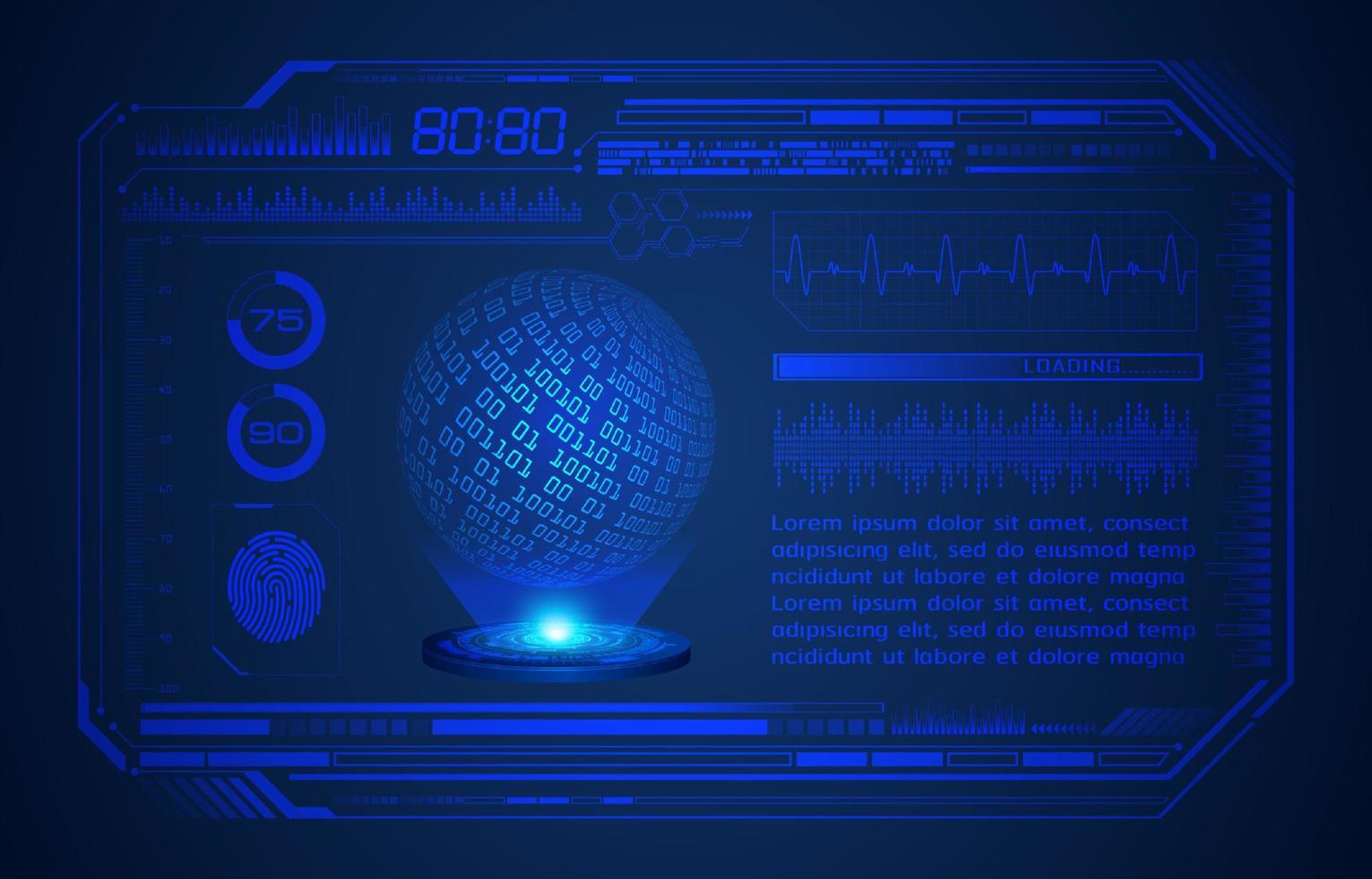 blu moderno hud tecnologia schermo sfondo con olografico globo vettore