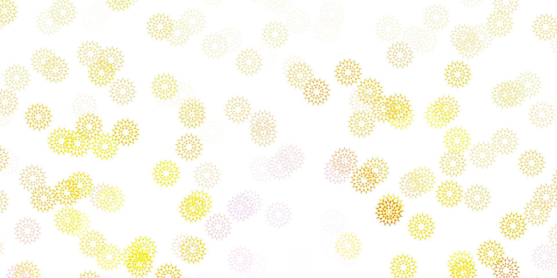 sfondo doodle vettoriale rosa chiaro, giallo con fiori.
