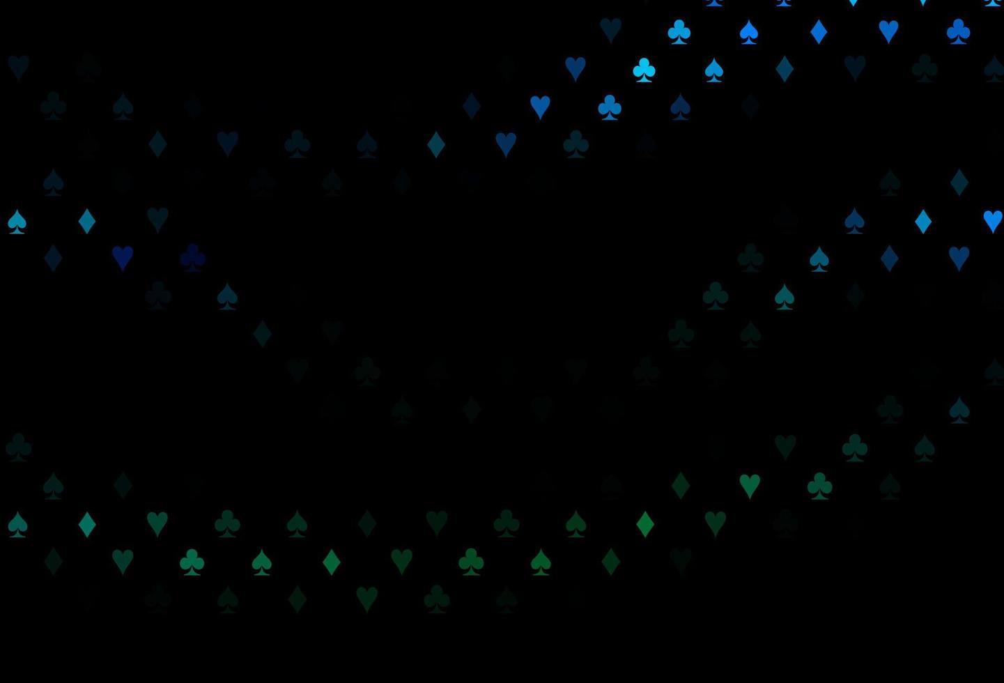 copertina vettoriale blu scuro, verde con simboli di gioco d'azzardo.
