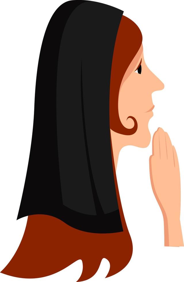 donna preghiera, illustrazione, vettore su bianca sfondo.