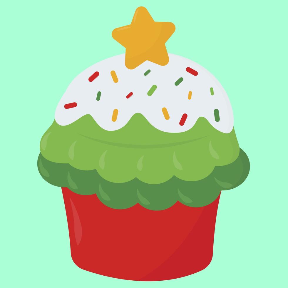 Natale cupcake, illustrazione, vettore su bianca sfondo.