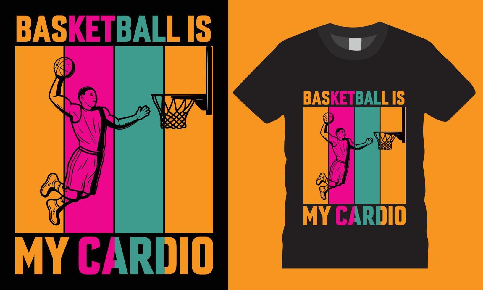 tipografia pallacanestro mio cardio creativo maglietta design vettore