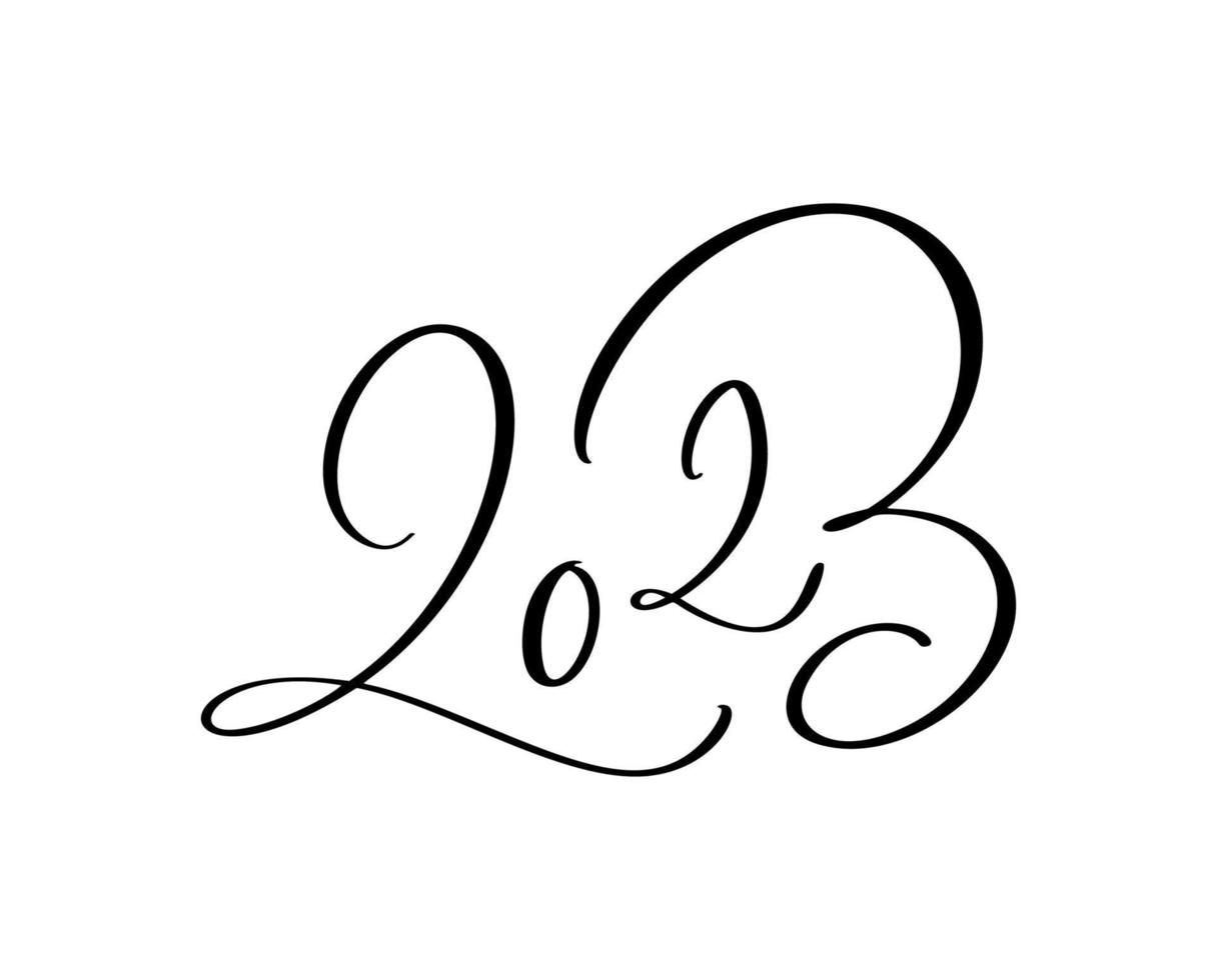 calligrafia Vintage ▾ vettore lettering mano disegnato nero numero testo 2023. contento nuovo anno saluto carta. Natale illustrazione design