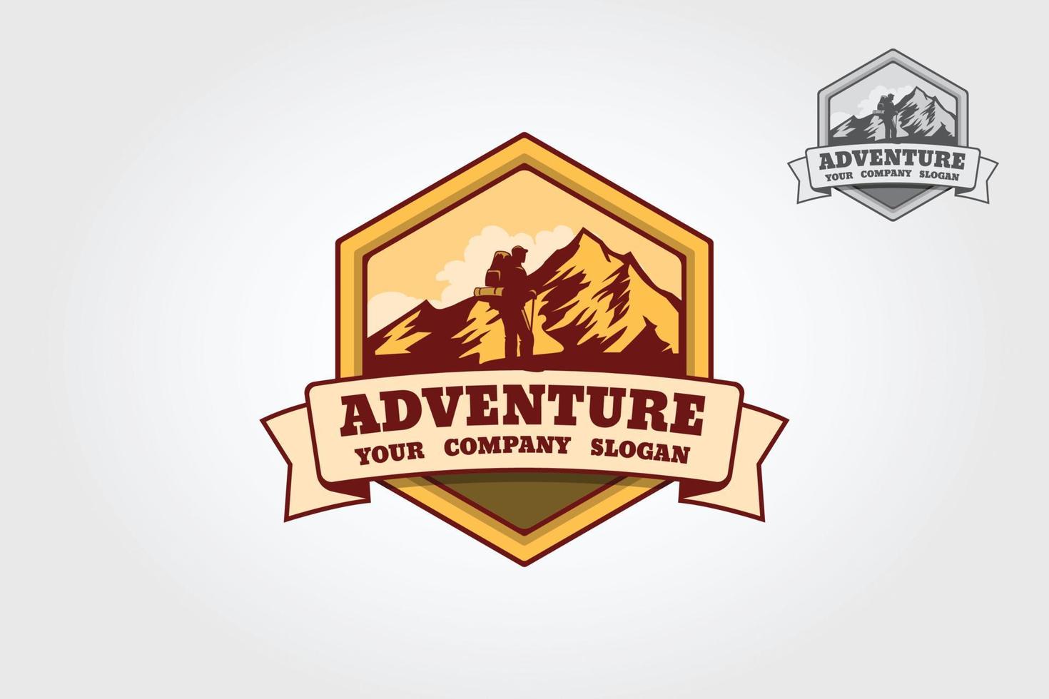 avventura vettore logo modello. Questo il trekking logo modello esso volontà essere Perfetto come principale identità elemento per viaggio agenzie, siti web di montagne e escursionismo, selvaggio vita e turismo.