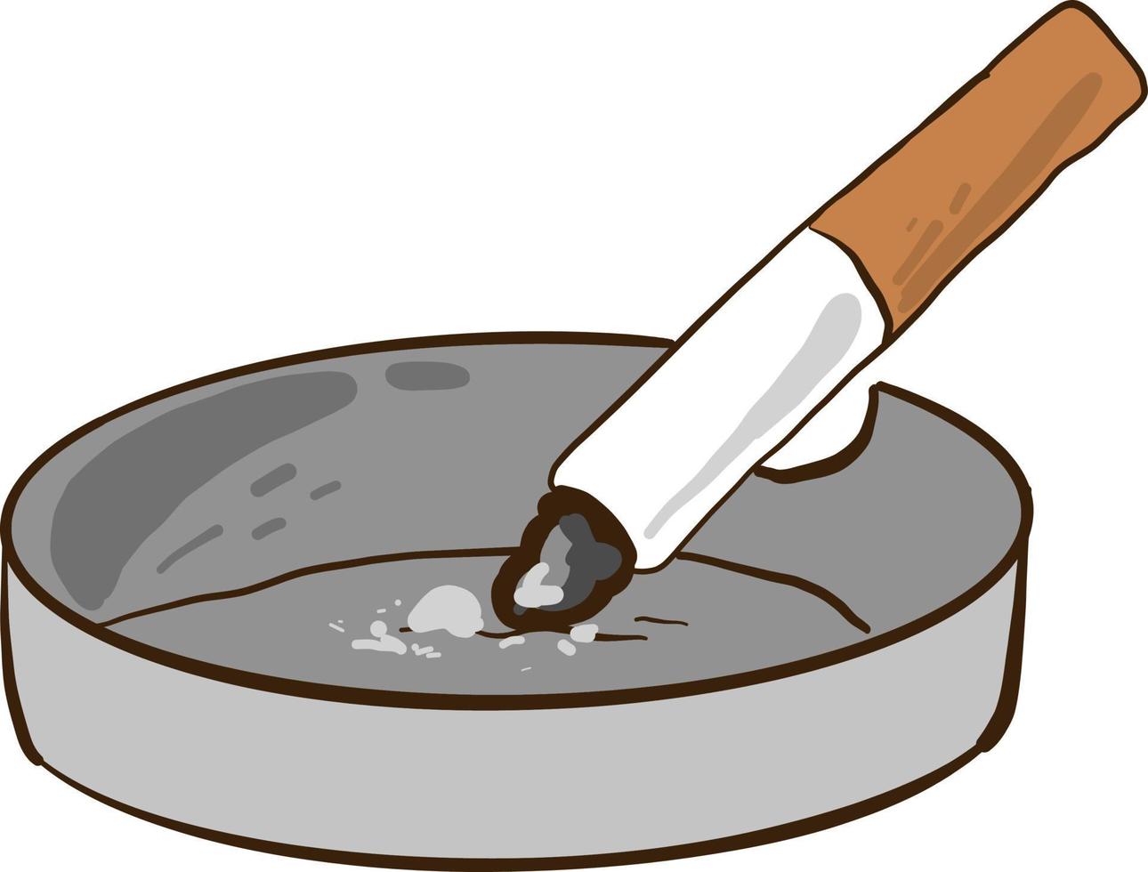 sigaretta nel posacenere, illustrazione, vettore su bianca sfondo