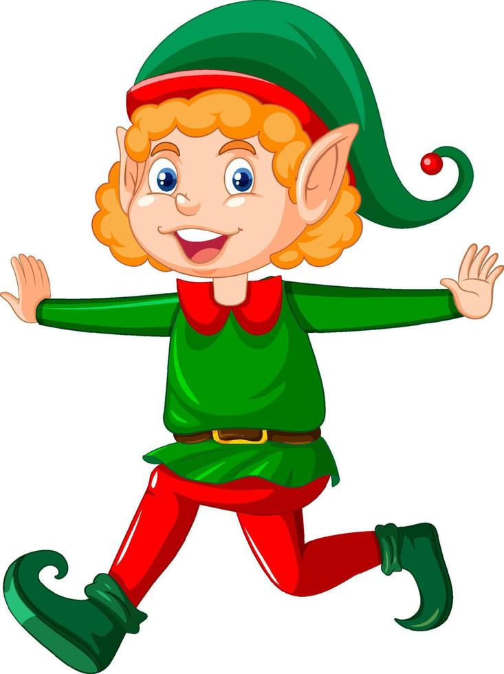 carino ragazzo indossare elfo costume cartone animato vettore