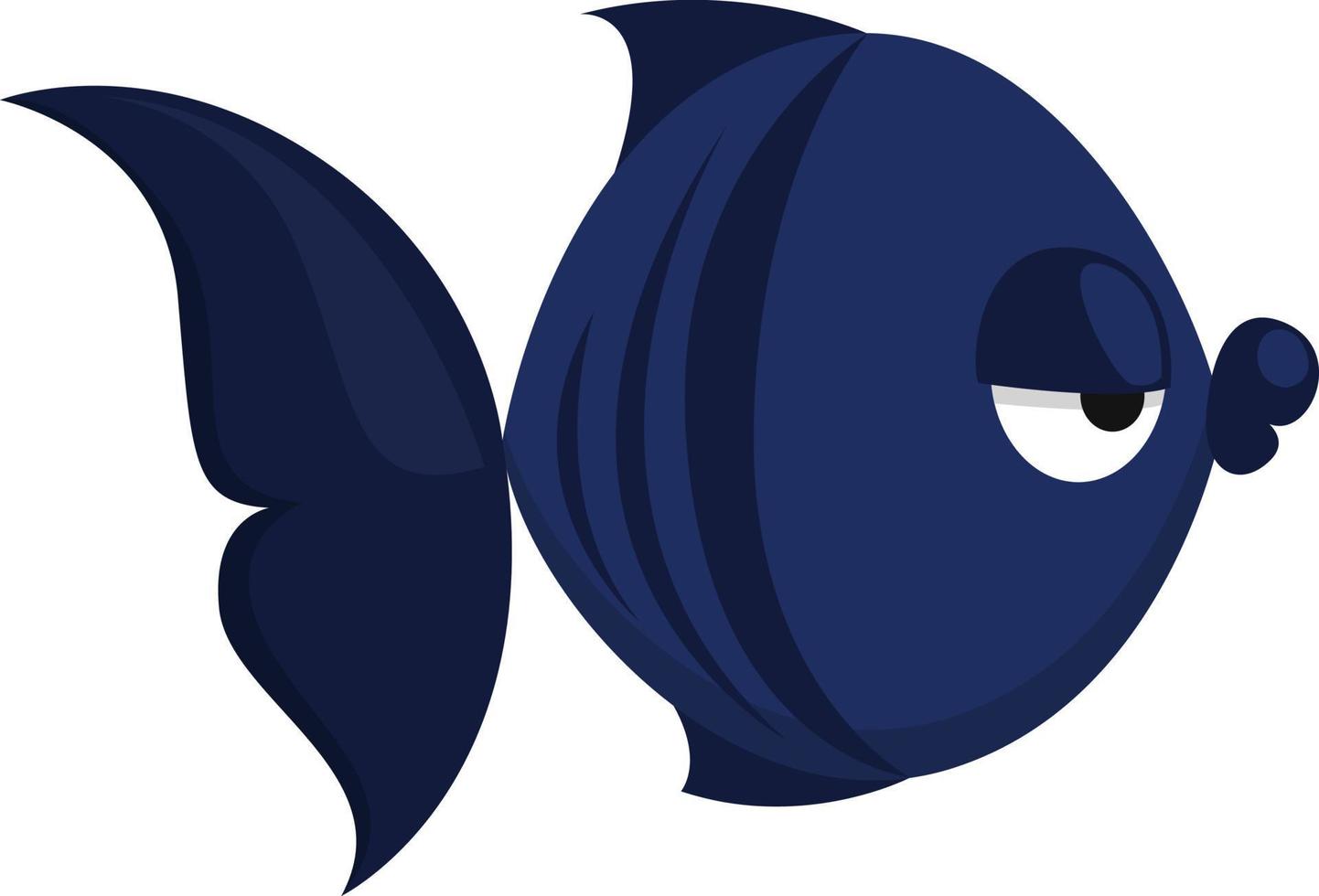 annoiato blu pesce, illustrazione, vettore su bianca sfondo