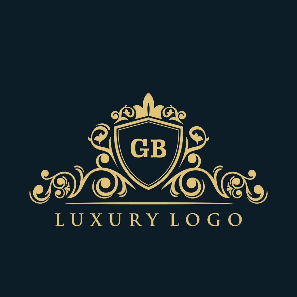 lettera gb logo con lusso oro scudo. eleganza logo vettore modello.