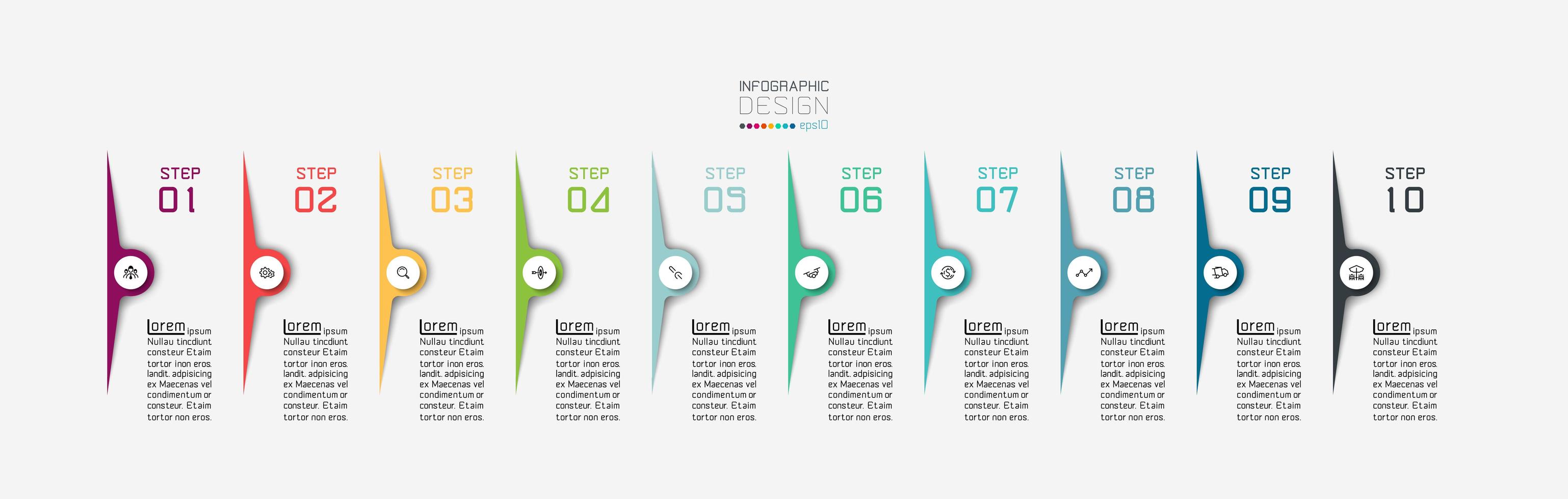 Infografica di presentazione pubblicitaria aziendale in 10 passaggi vettore