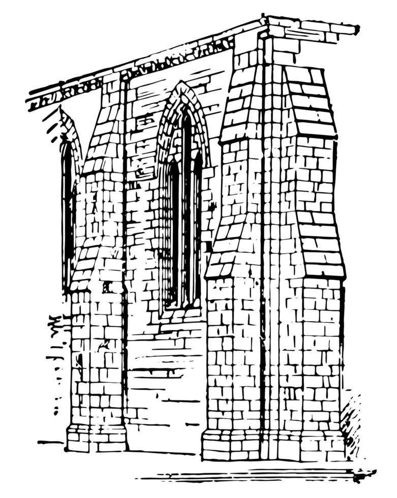 contrafforte, costruito, Vintage ▾ incisione. vettore