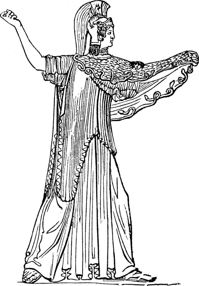 Minerva con egida Vintage ▾ illustrazione. vettore