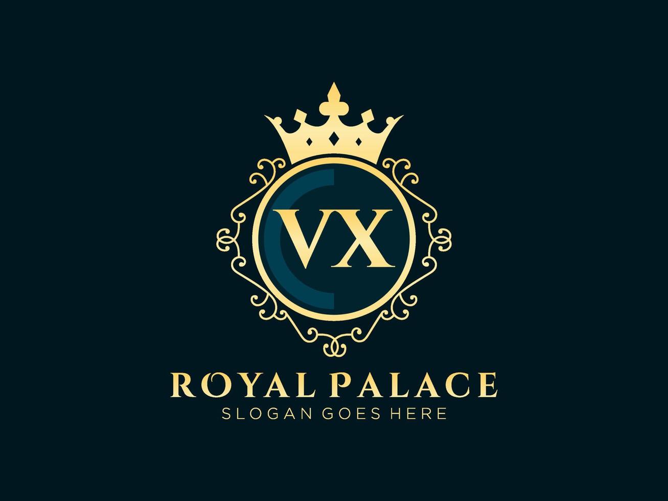 lettera vx antico reale lusso vittoriano logo con ornamentale telaio. vettore