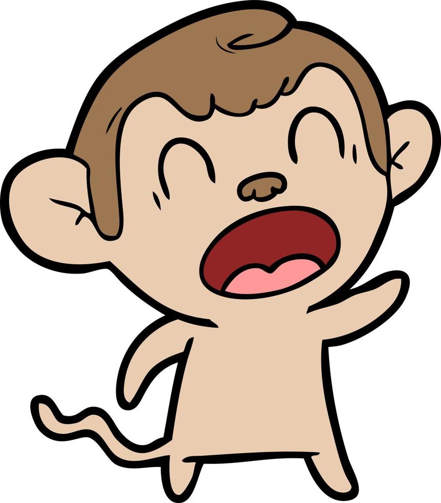 cartone animato sbadigli scimmia vettore