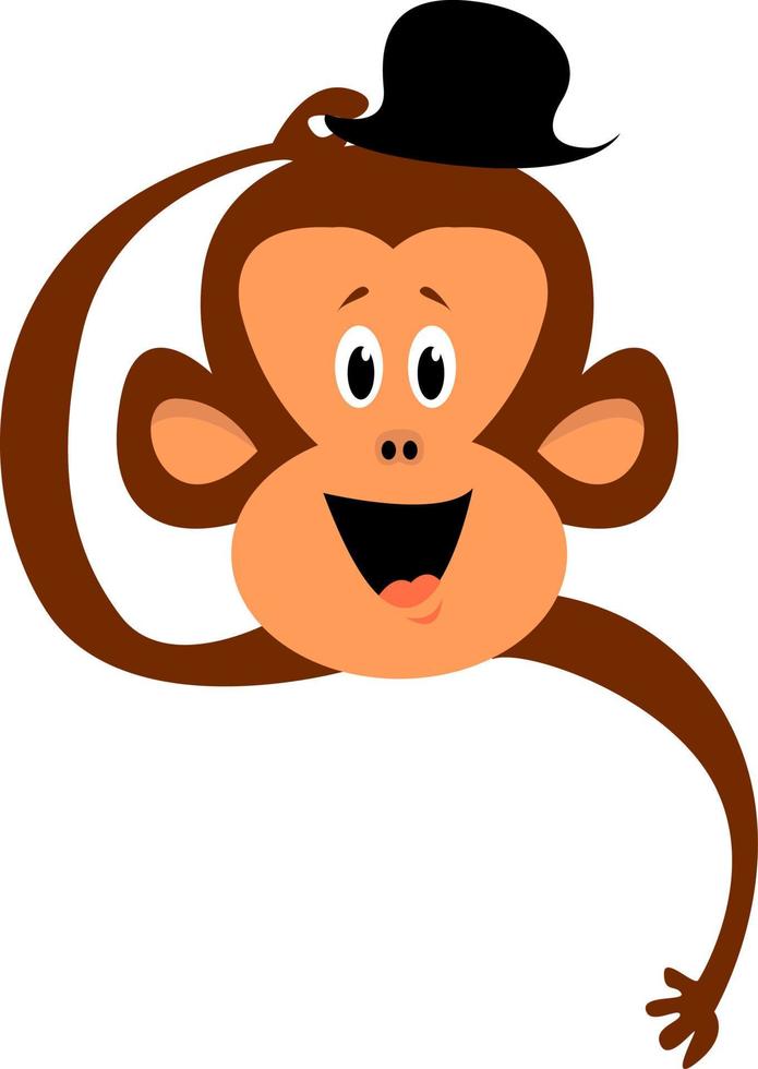 scimmia con cappello, illustrazione, vettore su bianca sfondo.