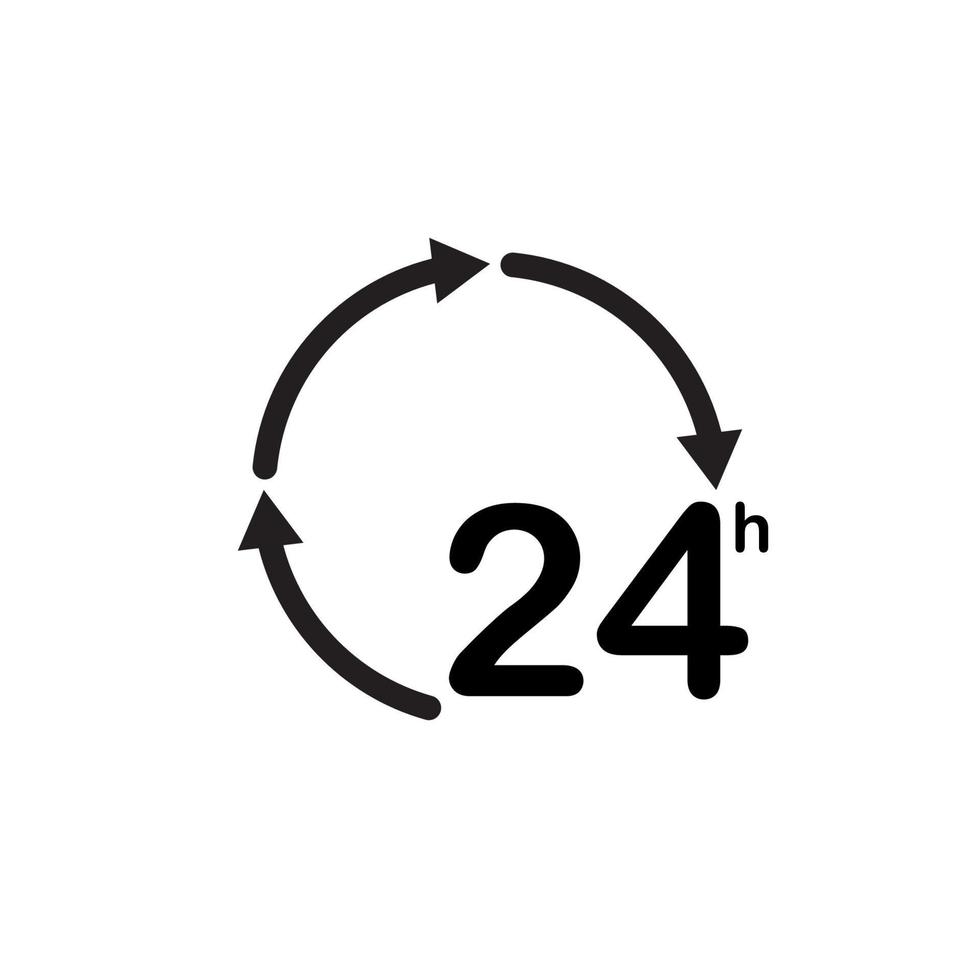 Disegno dell'illustrazione vettoriale dell'icona 24 ore su 24