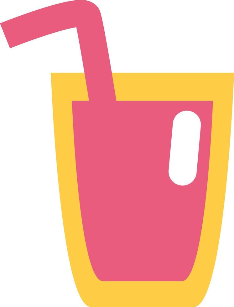 rosa succo nel giallo bicchiere, illustrazione, vettore su un' bianca sfondo.
