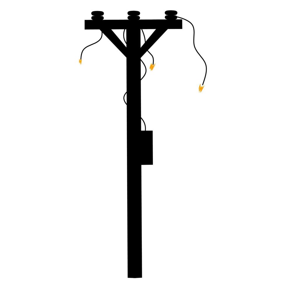 vettore illustrazione di un' rotto energia polo. il energia linea cavo rotto con un' scintilla. isolato su un' bianca sfondo. grande per alto voltaggio rischio logo