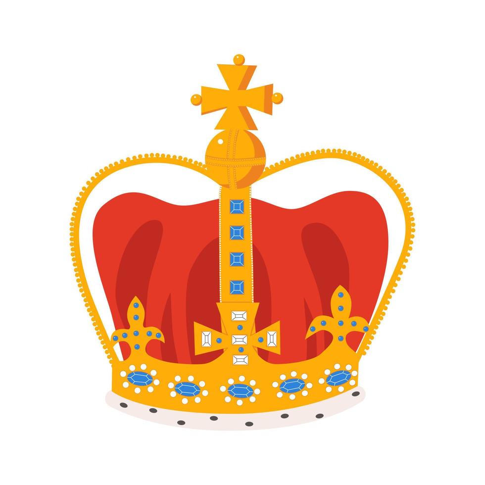 corona cartone animato vettore illustrazione. reale oro gioielleria. re, Regina monarchia imperiale simbolo.
