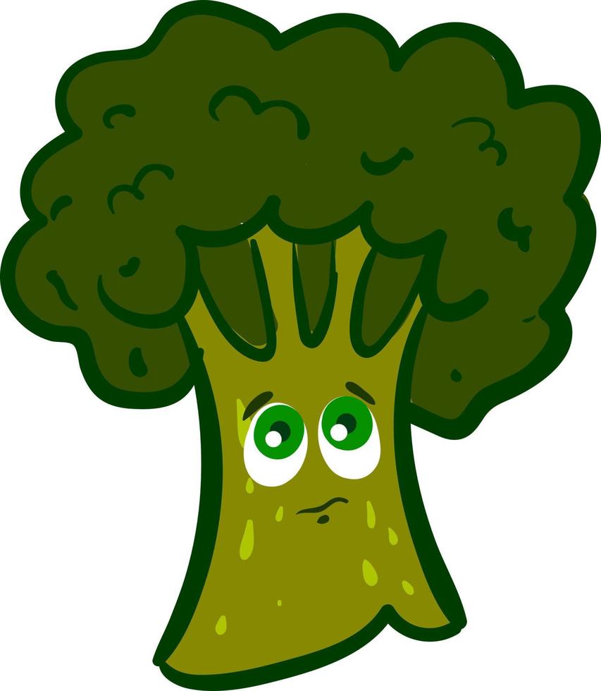 triste broccoli, illustrazione, vettore su bianca sfondo.