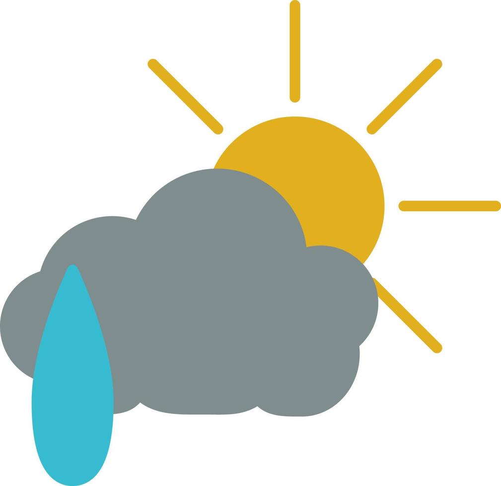pioggia nube con piccolo opportunità di sole, illustrazione, su un' bianca sfondo. vettore
