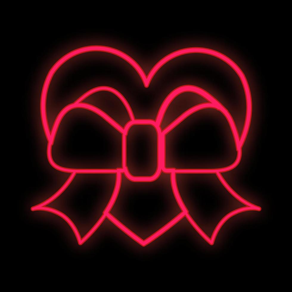 luminosa luminoso rosso festivo digitale neon cartello per un' memorizzare o carta bellissimo brillante con un' amore cuore con un' arco su un' nero sfondo. vettore illustrazione