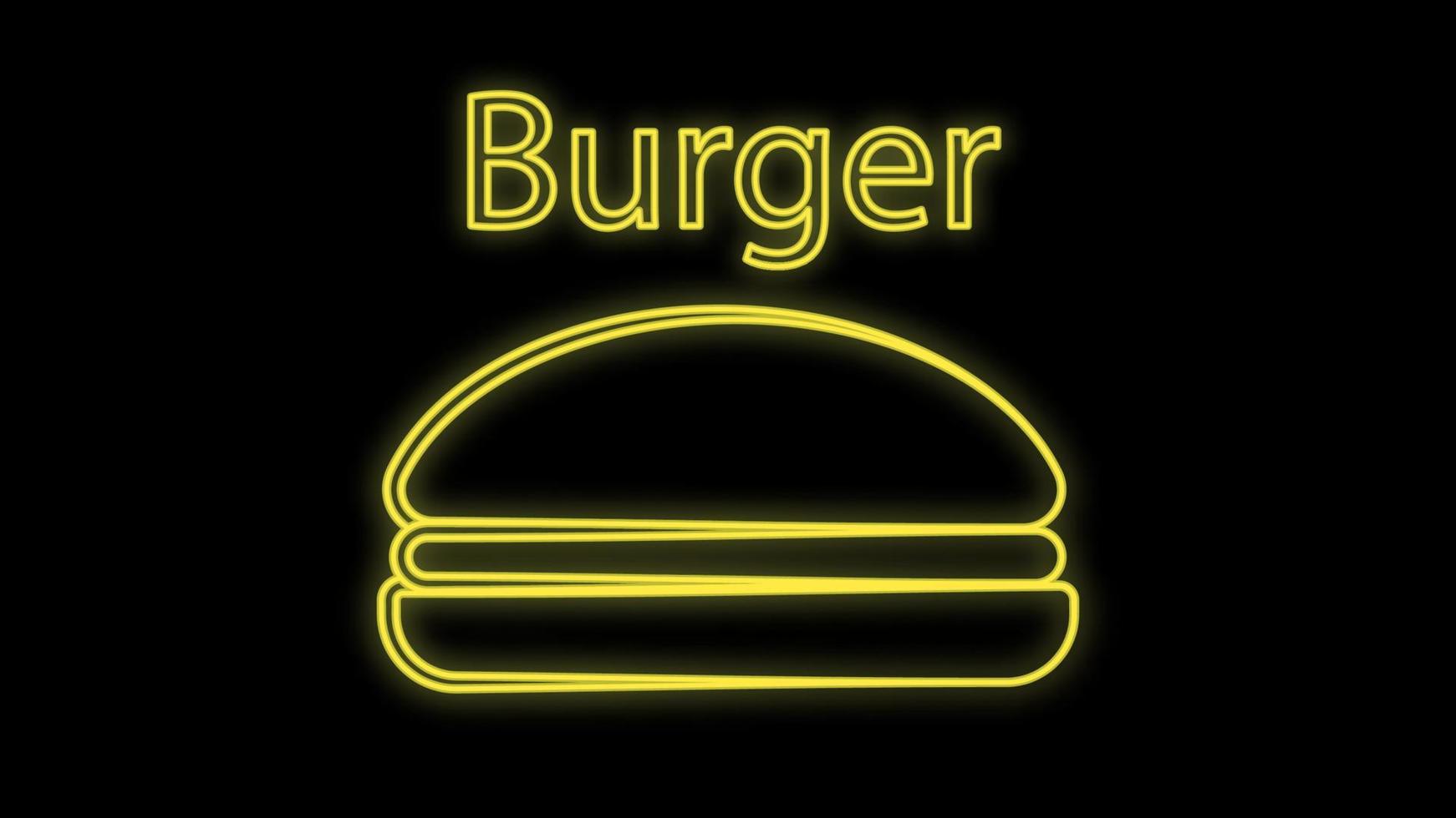 hamburger bar neon cartello. Fast food hamburger Sandwich neon logo, luminosa striscione, design modello, notte neon pubblicità per cenare ristorante, strada cibo. vettore illustrazioni. la modifica testo neon cartello