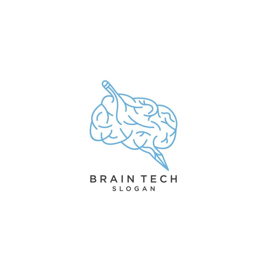 cervello Tech logo icona design modello vettore