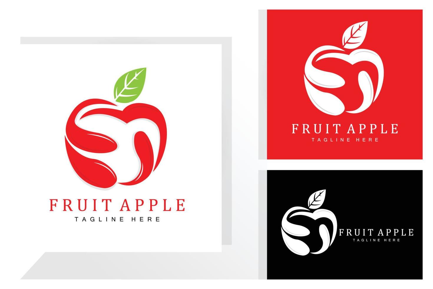 frutta Mela logo disegno, rosso frutta vettore, con astratto stile, Prodotto marca etichetta illustrazione vettore