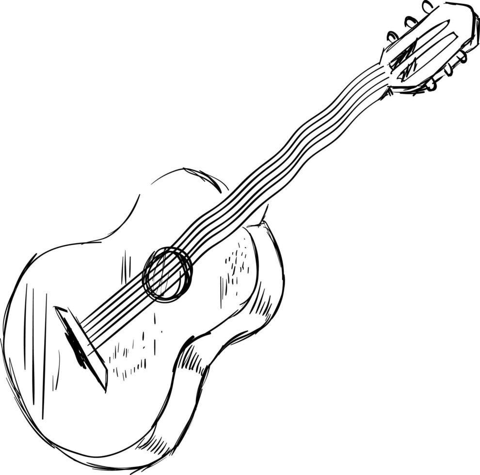 chitarra disegno, illustrazione, vettore su bianca sfondo.