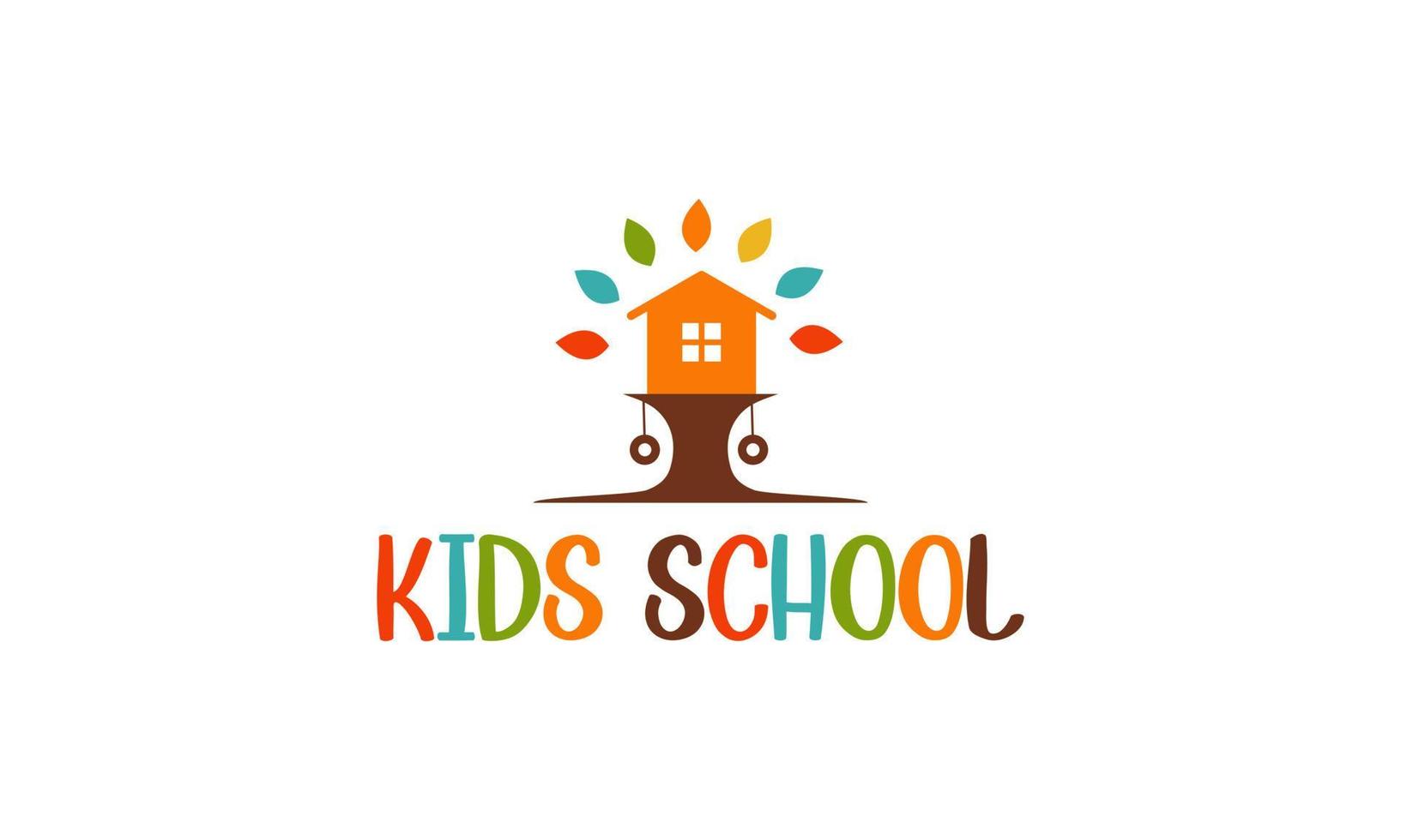 kiddie scuola elementare colorato vettore logo design illustrazione