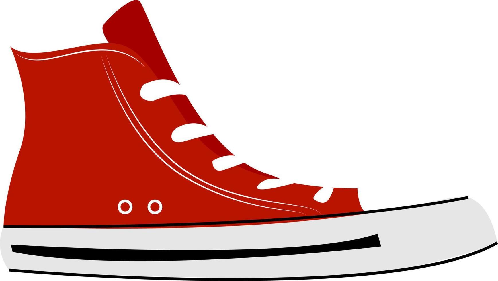 rosso scarpe da ginnastica, illustrazione, vettore su bianca sfondo.