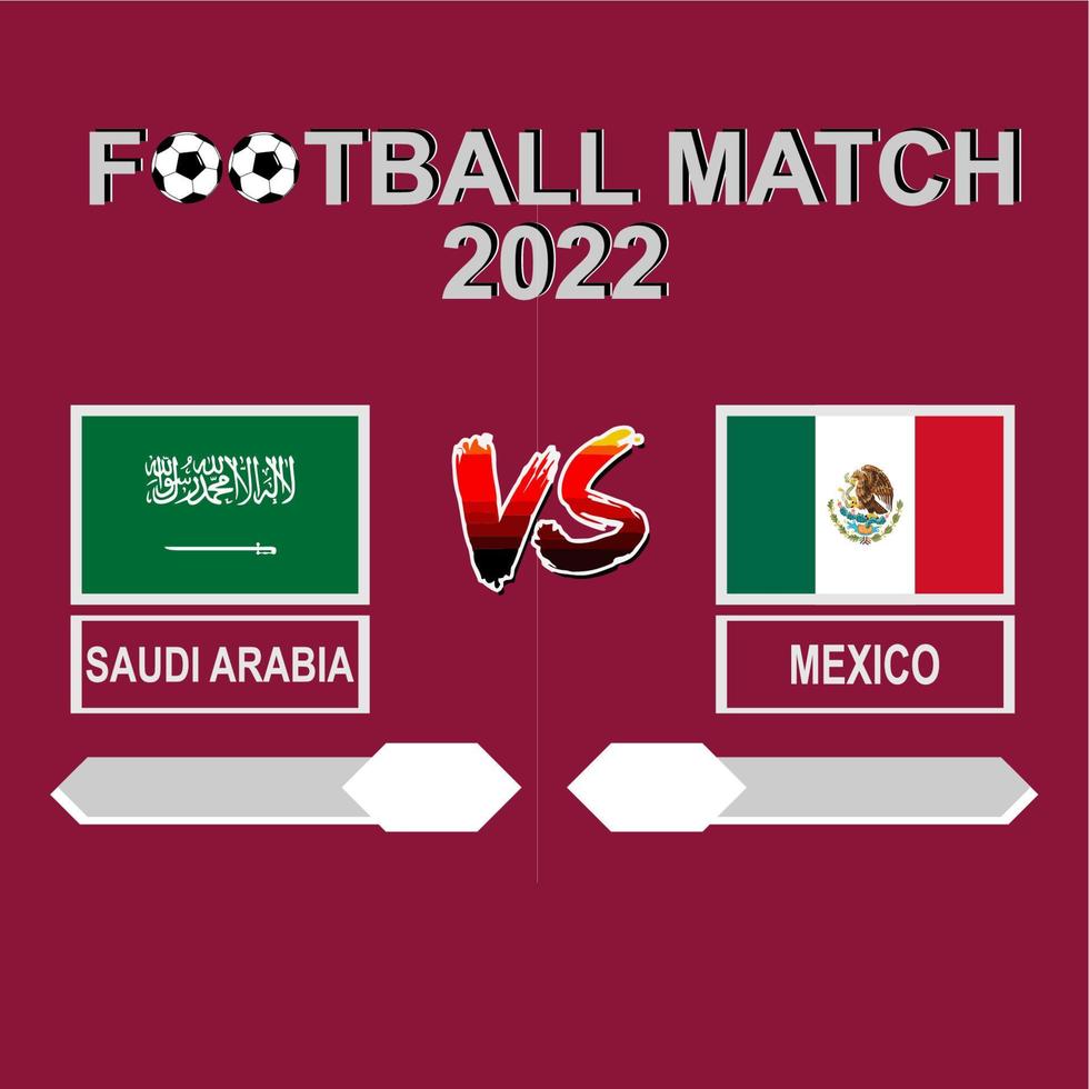 Arabia arabia vs Messico calcio concorrenza 2022 modello sfondo vettore per orario, risultato incontro