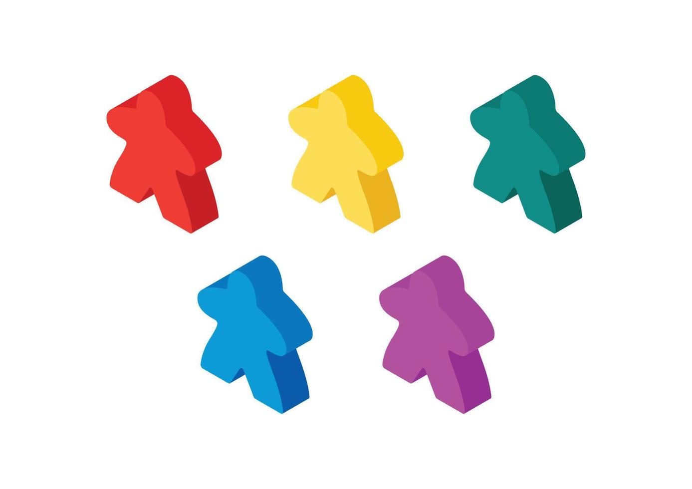 multicolore meeple isometrico vettore illustrazione
