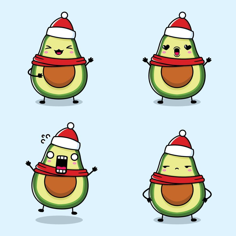 vettore illustrazione di kawaii avocado emoji etichetta