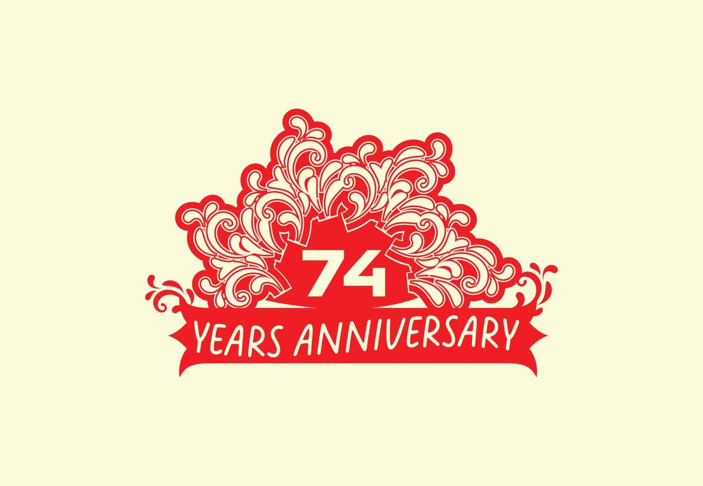 74 anni anniversario logo e etichetta design modello vettore