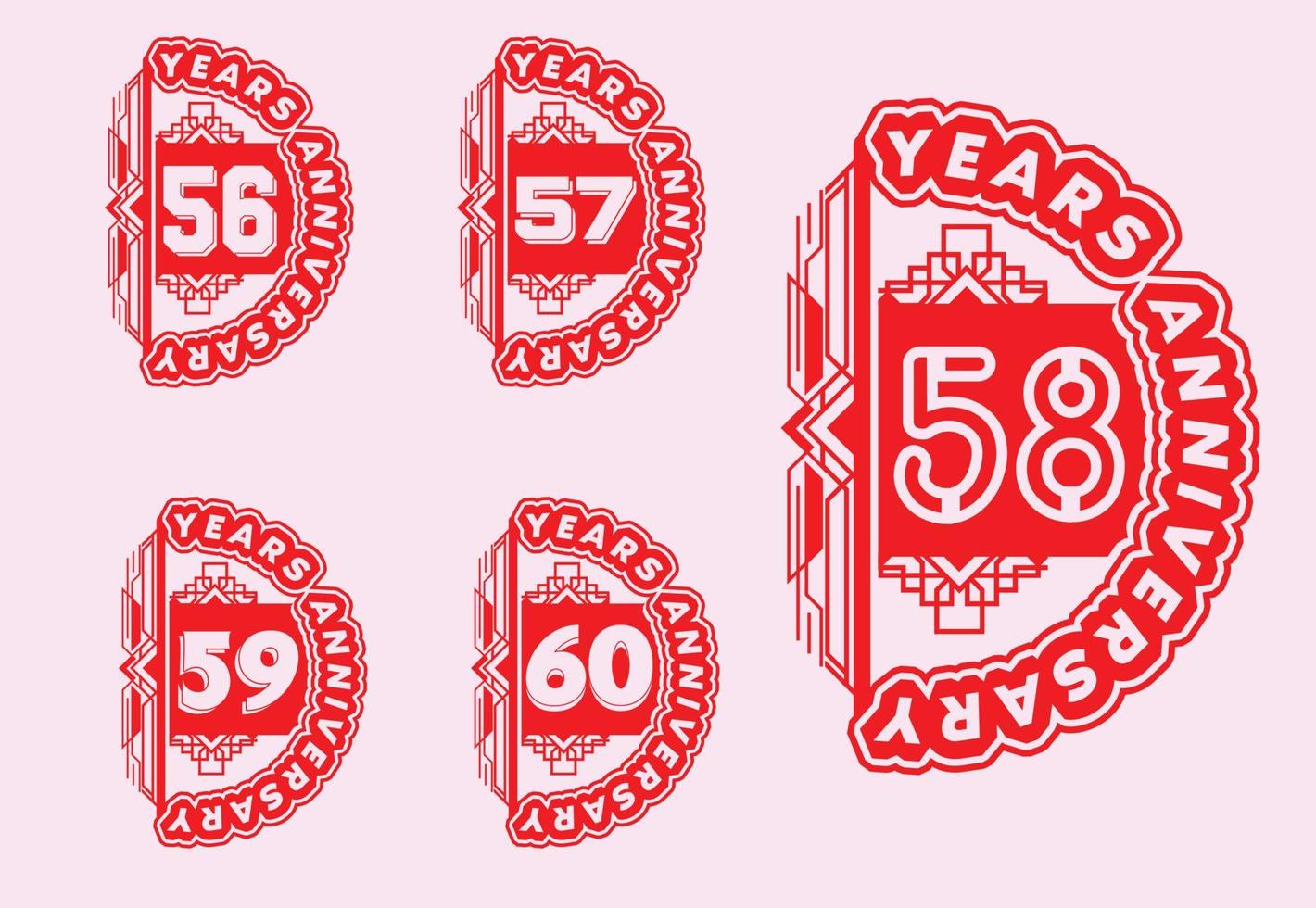 56 per 60 anni anniversario logo e etichetta design modello vettore