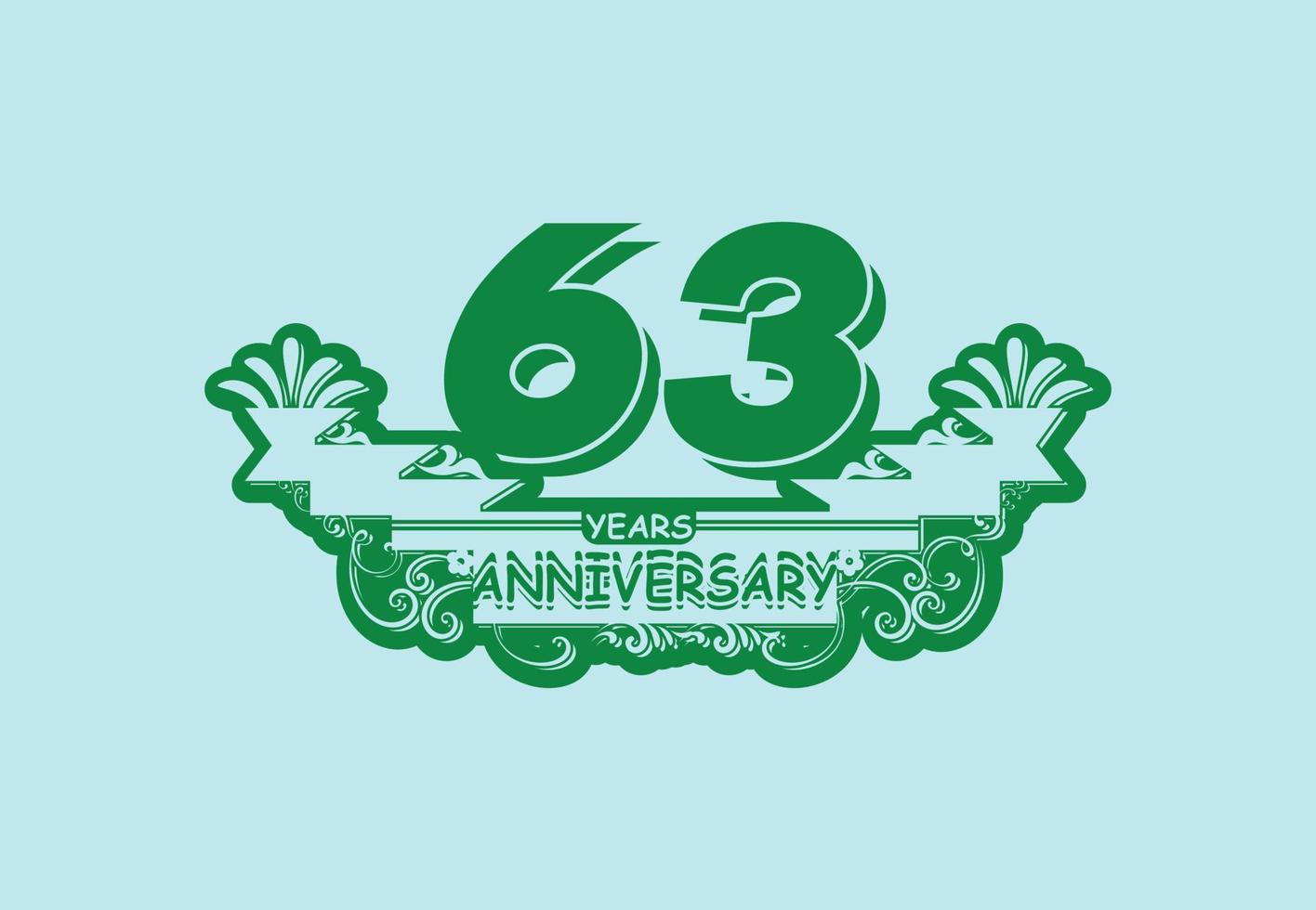 63 anni anniversario logo e etichetta design modello vettore