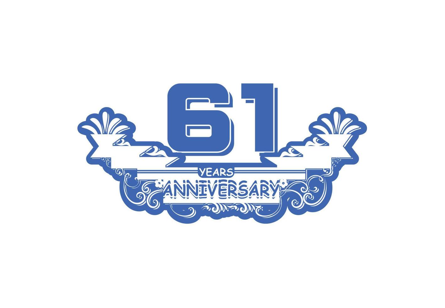 61 anni anniversario logo e etichetta design modello vettore