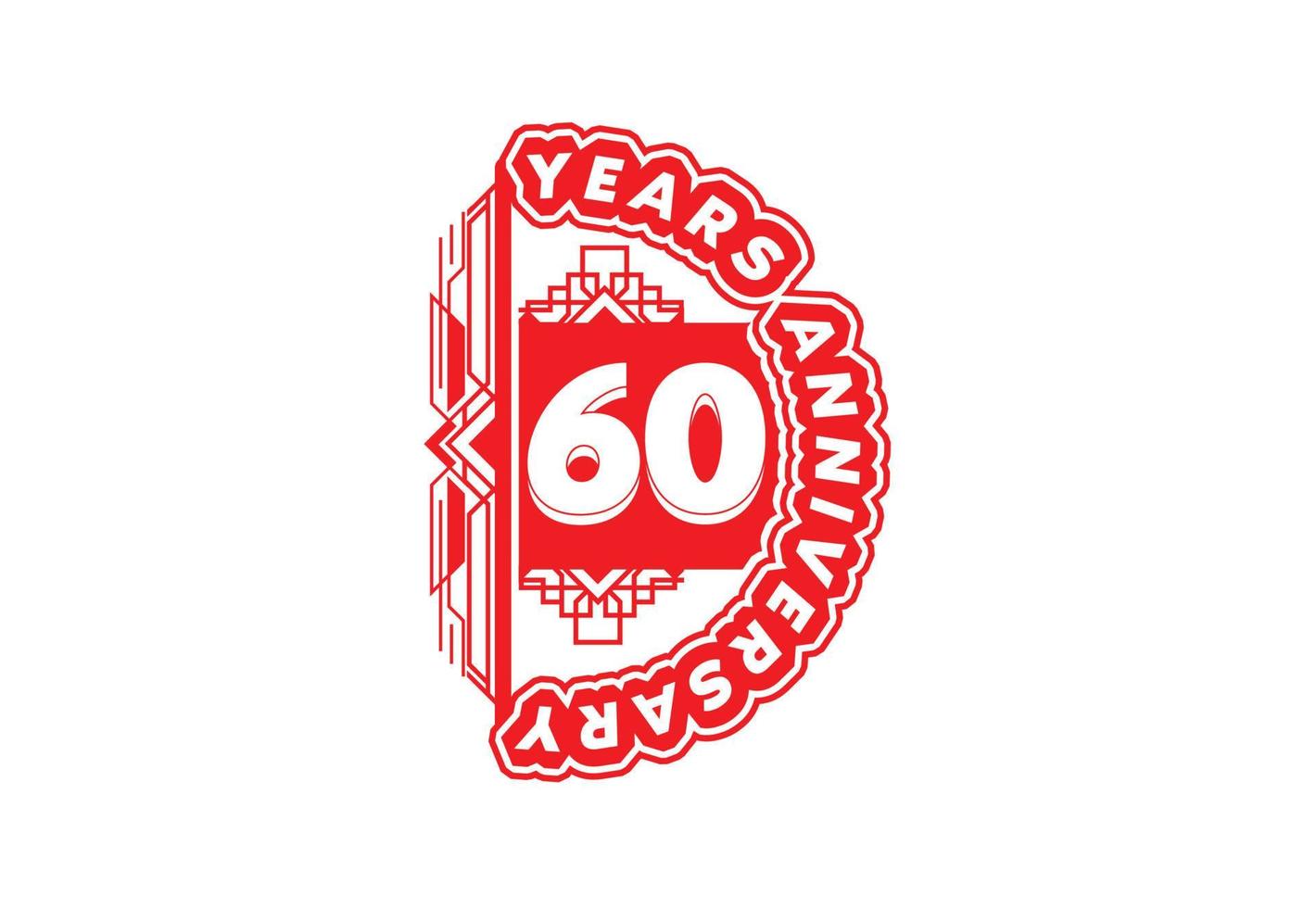 60 anni anniversario logo e etichetta design modello vettore