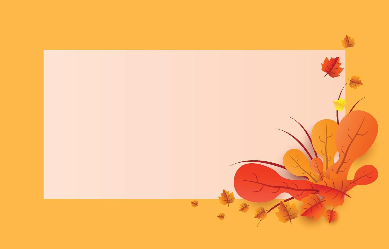 sfondo autunnale con foglie giallo dorato con cornici quadrate e spazio libero, concetto di caduta, per carta da parati, cartoline, biglietti di auguri, pagine di siti Web, banner, vendite online. illustrazione vettoriale