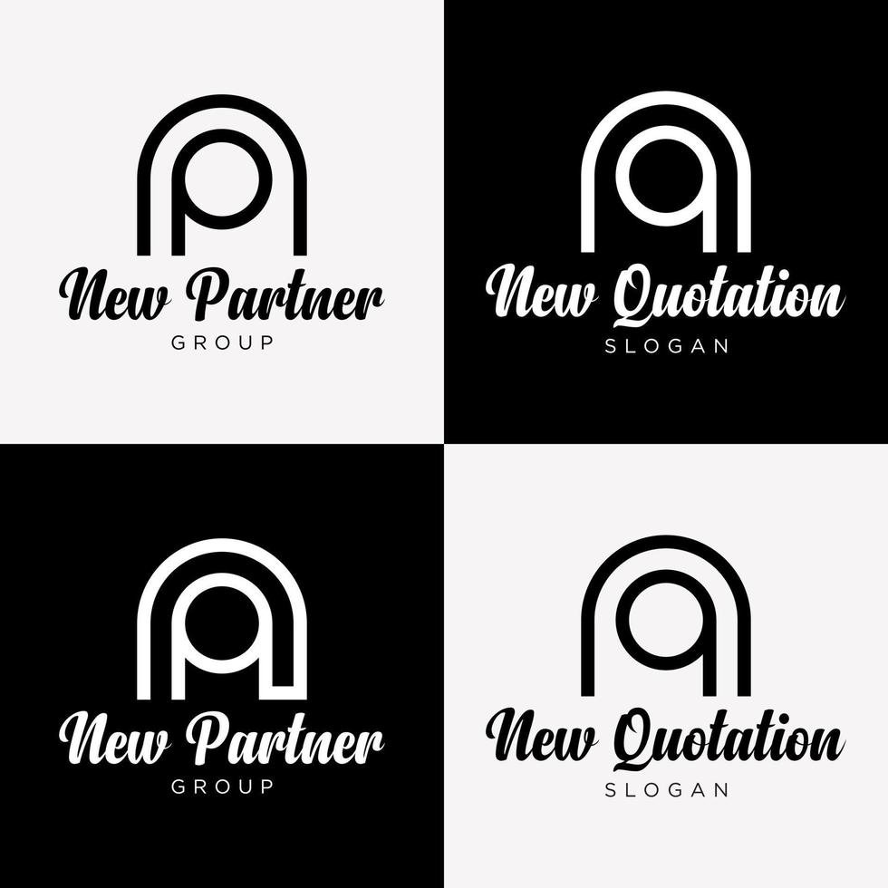 lettera np nq monogramma simbolo moderno elegante stile identità attività commerciale logo design vettore