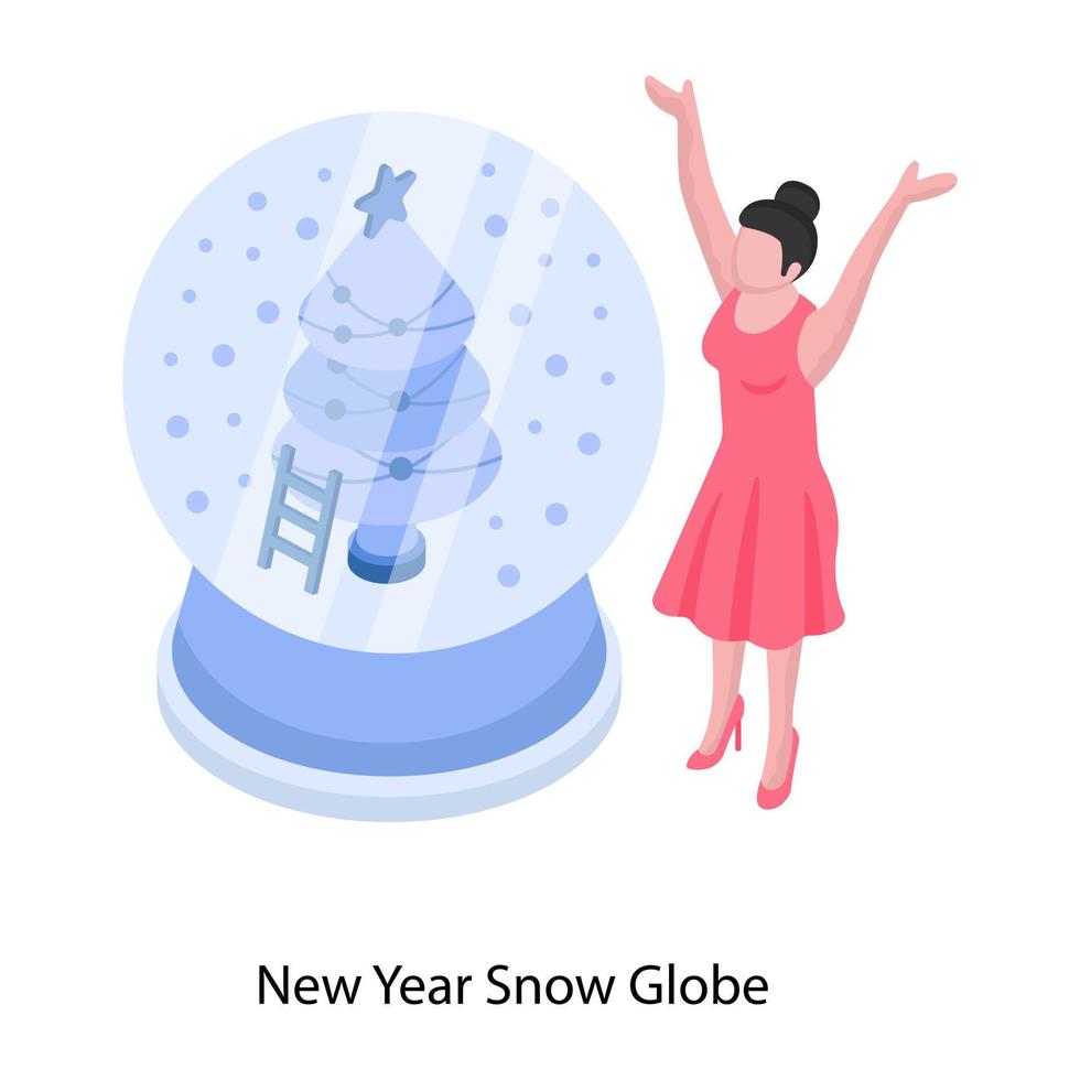 nuovo anno neve globo vettore