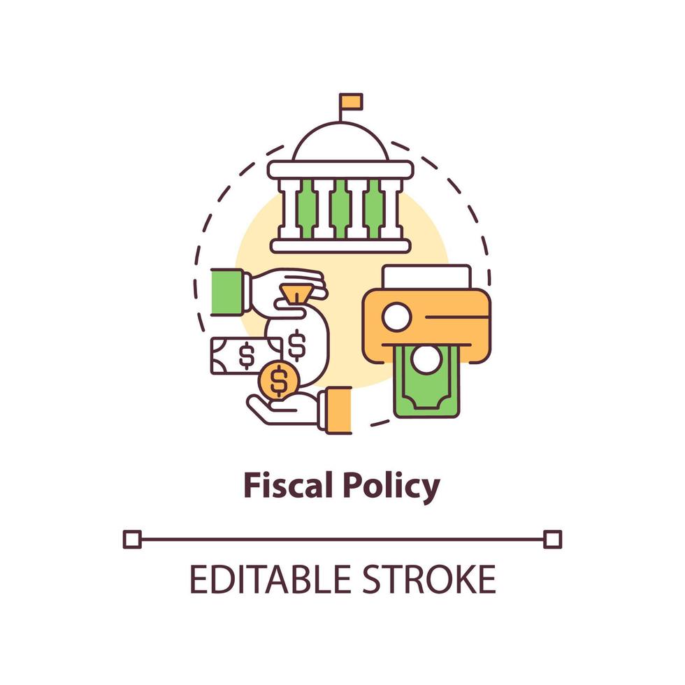 fiscale politica concetto icona. governativo regolamenti. inflazione causa astratto idea magro linea illustrazione. isolato schema disegno. modificabile ictus. vettore