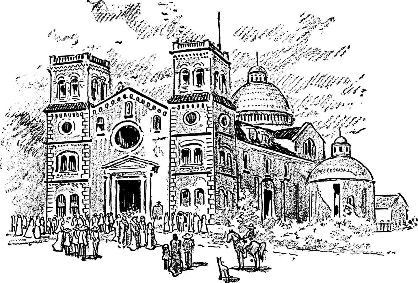 vecchio Chiesa Vintage ▾ illustrazione. vettore