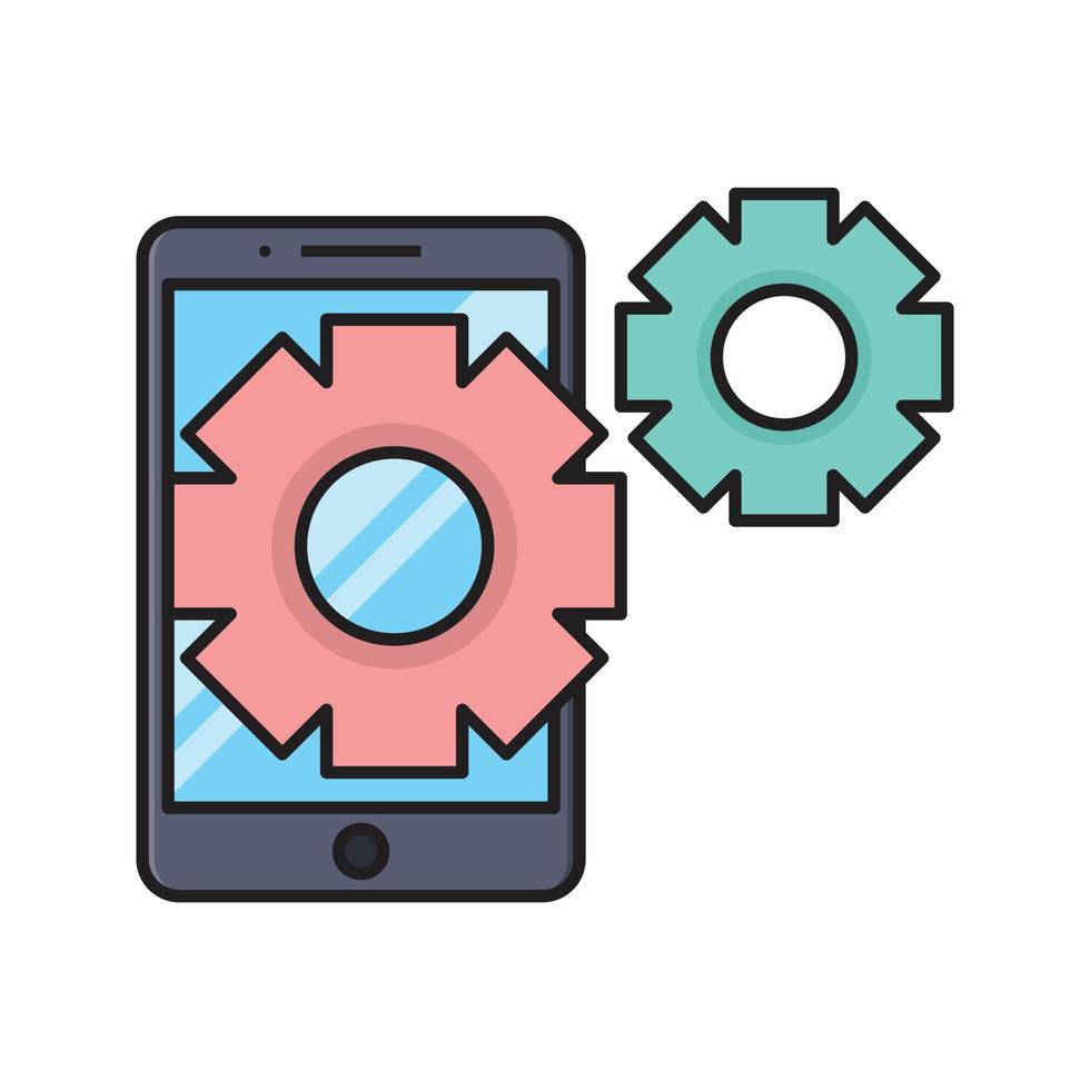 illustrazione vettoriale di impostazione mobile su uno sfondo simboli di qualità premium. icone vettoriali per il concetto e la progettazione grafica.