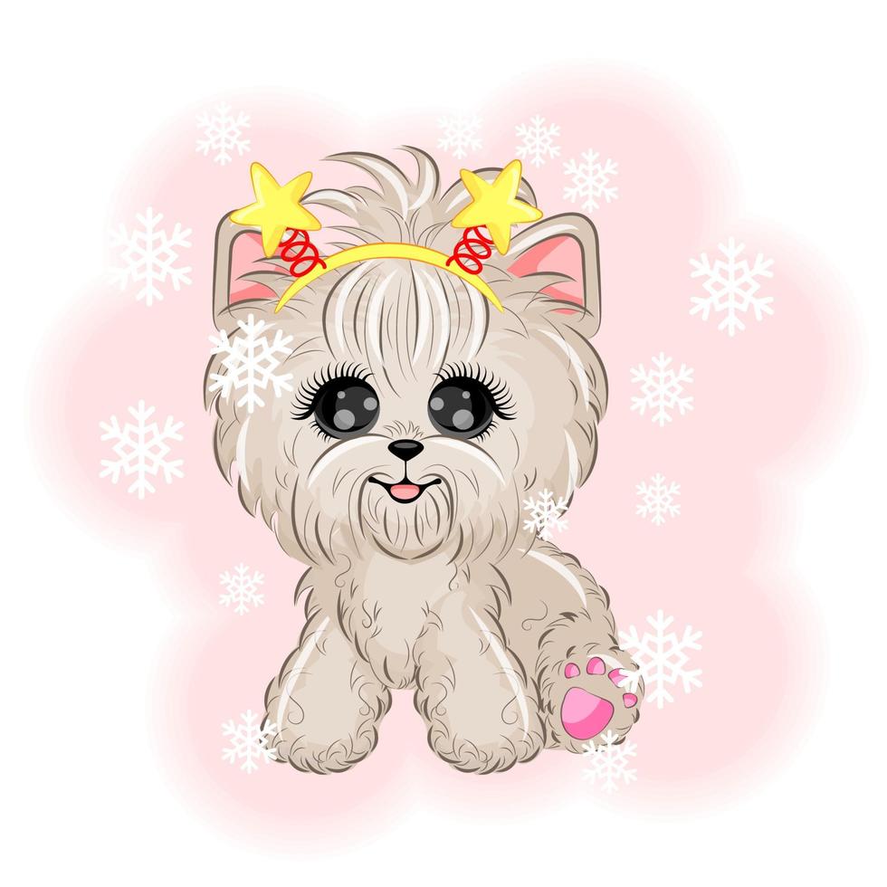 carino cane yorkshire terrier nel Natale costume vettore illustrazione