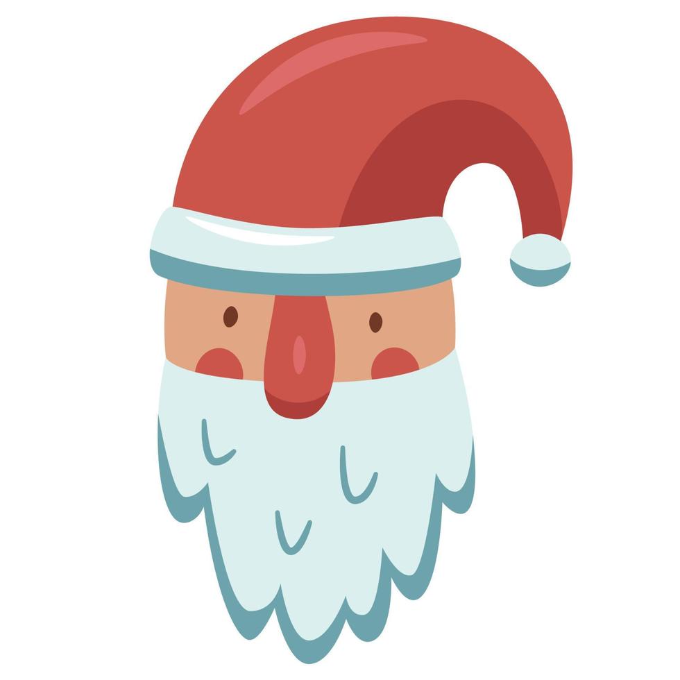 carino Santa Claus testa con allegro Natale. piatto design vettore illustrazione